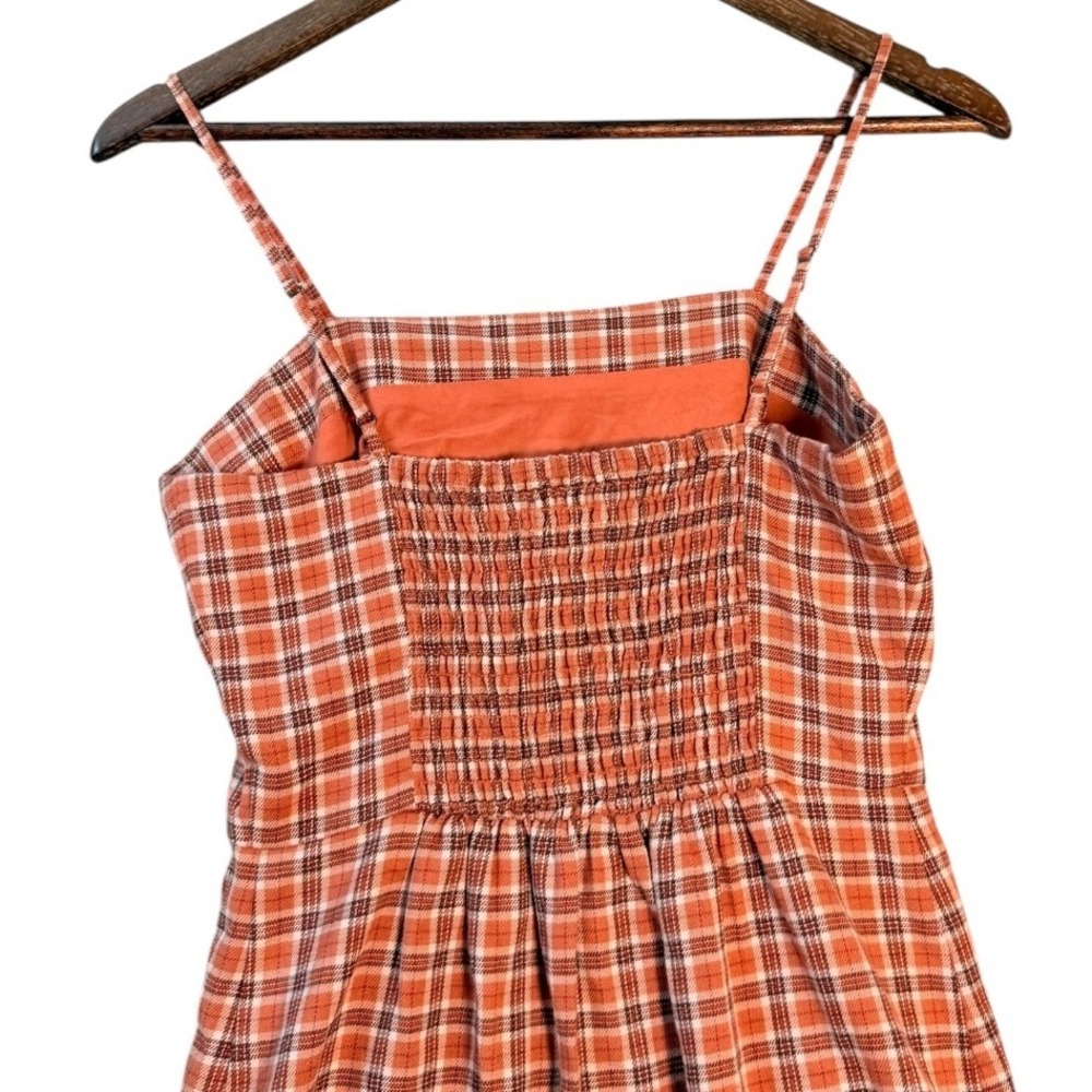 Aeropostale Womens Y2K Mini Dress S Orange‎ Plaid Preppy Retro Academia Fall - Picture 5 of 8